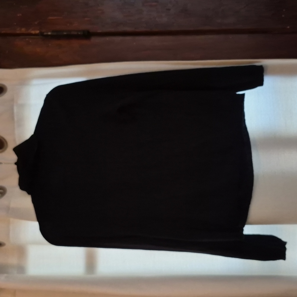 A|K|A Eddie Bauer Black Cotton Modal Rayon Blend Mock Neck Sweater Sz Med. Soft